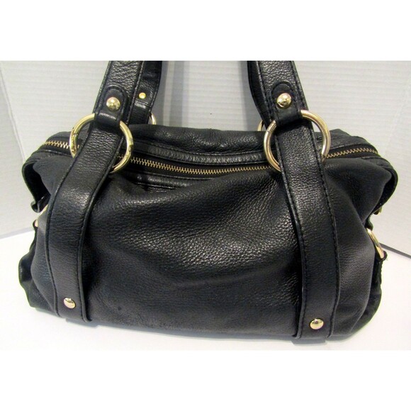 Michael Kors Satchel Bag Fulton Black Pebbled Leather Shoulder Bag Purse - Picture 8 of 12